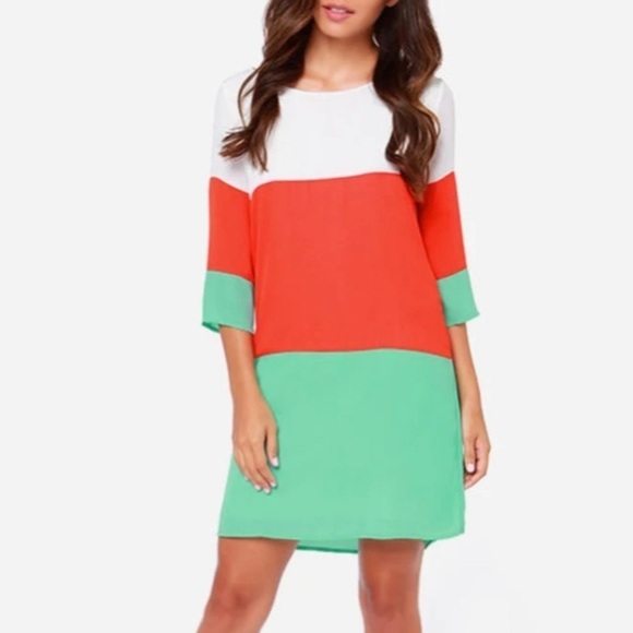 LULUS Exclusive Citrus Grove Orange and Mint Shift Dress - Picture 1 of 11